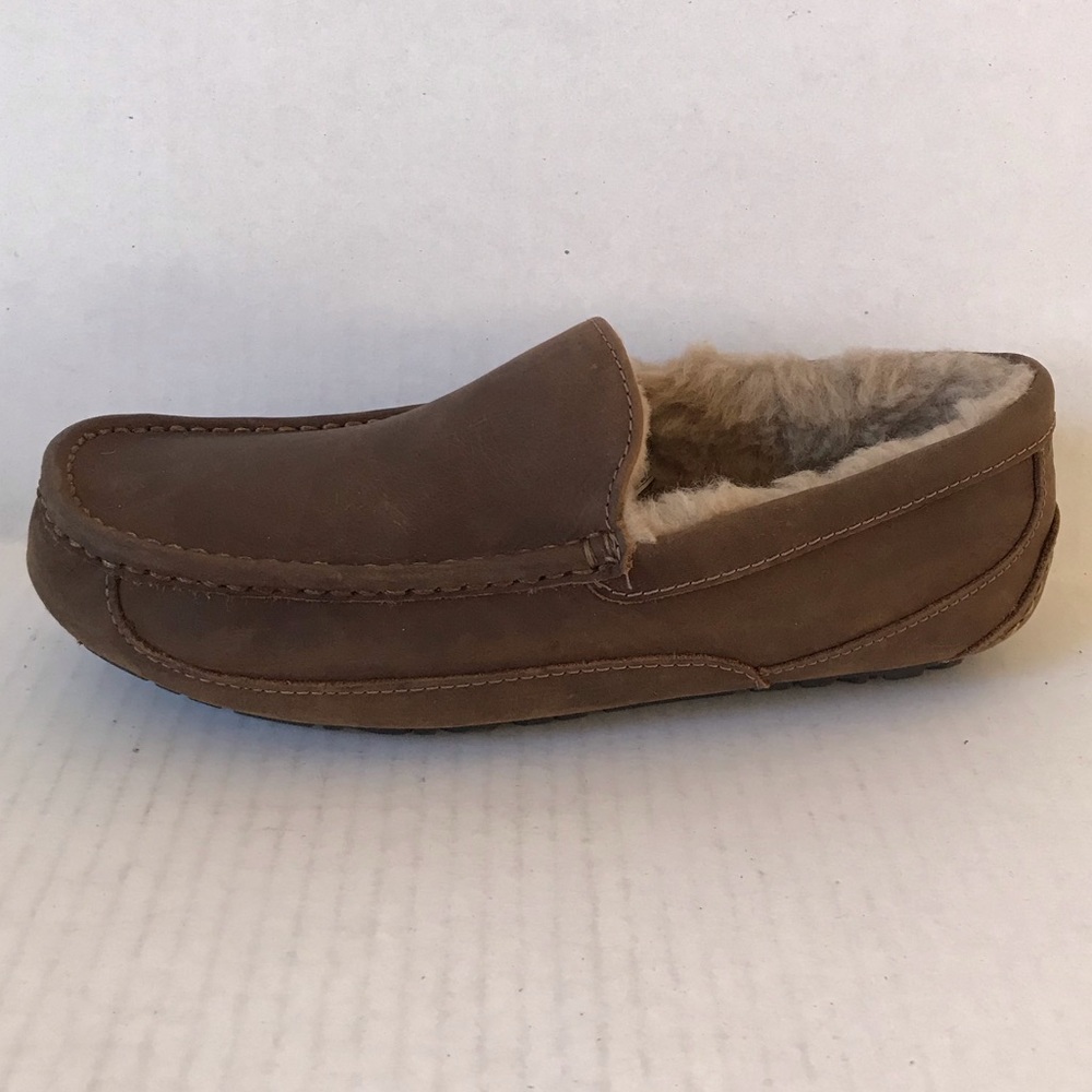 UGG ASCOT Driving Slippers Tan Brown Leather NEW !